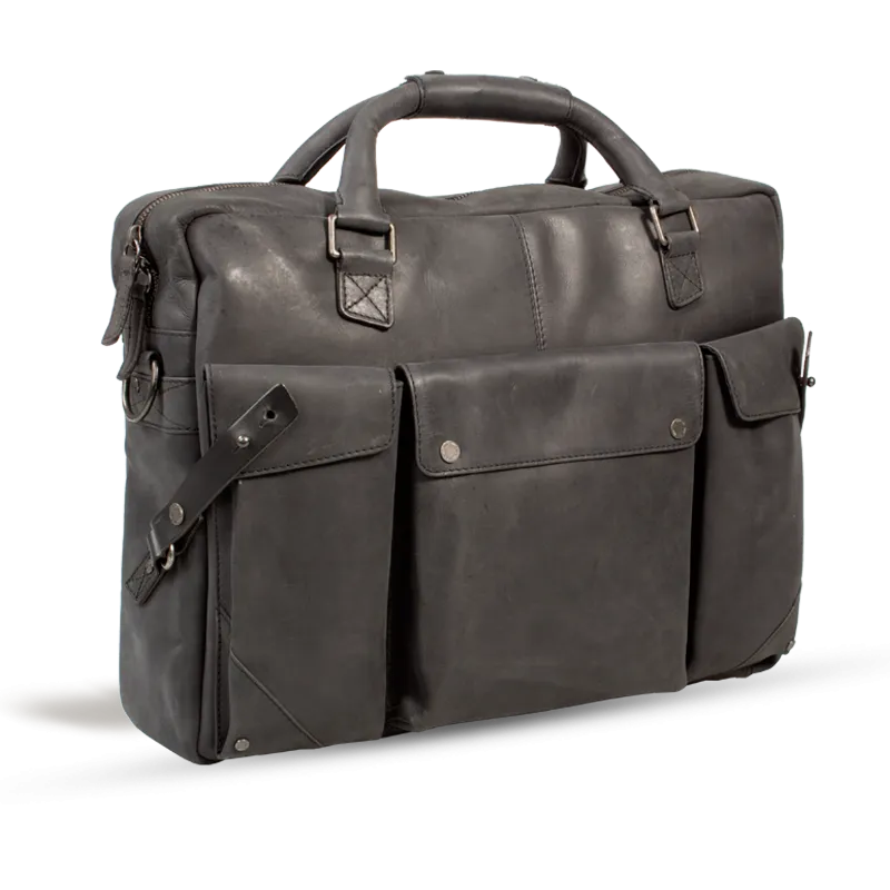UBERBAG INSIGNIA GRAPHITE GREY LEATHER PORTFOLIO / MESSENGER BAG