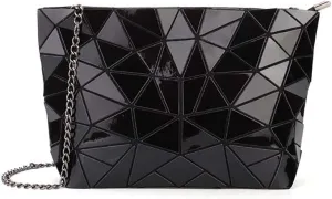 Ulalaza Geometric Lattice Luminous Purse Chain Crossbody Clutch Purses Tote Handbags Holographic for Women