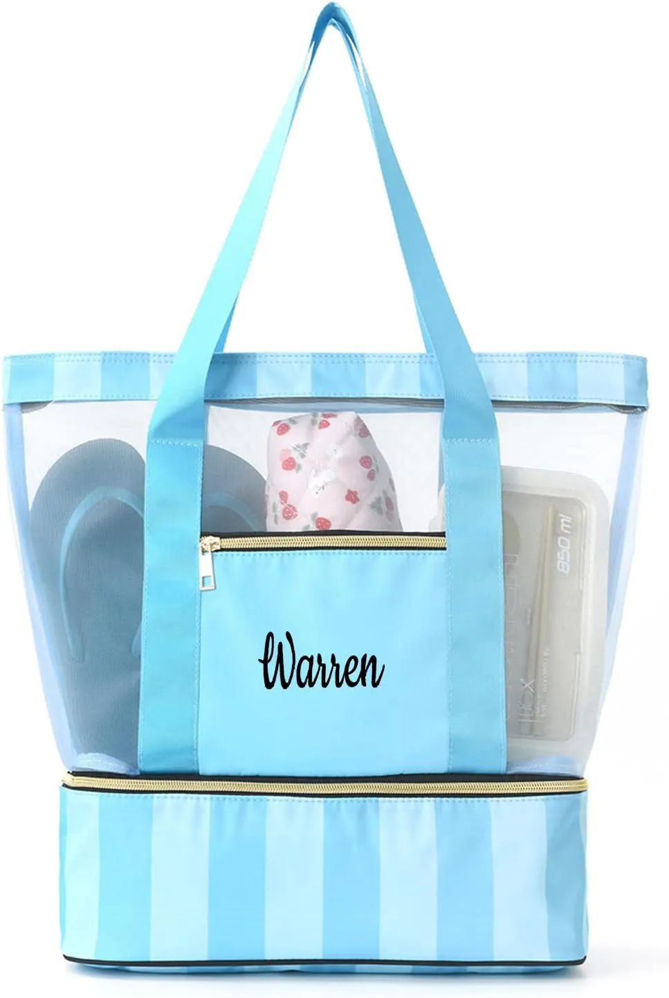 Ulico Personalzied Insulated Beach Bag,Custom Cooler Tote Bag Compartment,Detachable Picnic Pool Bag with Zipper for Women