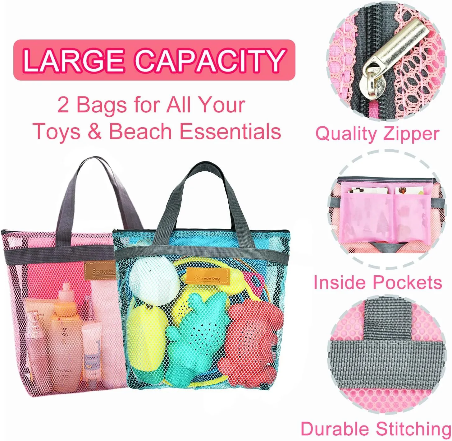 Ultimate Beach Fun! Collapsible Sand Toy Set for Kids - 2 Travel-Friendly Buckets, Shovels, Molds & Mesh Bags | Perfect Sandbox & Shore Adventure Kit for Boys & Girls Ages 3-10
