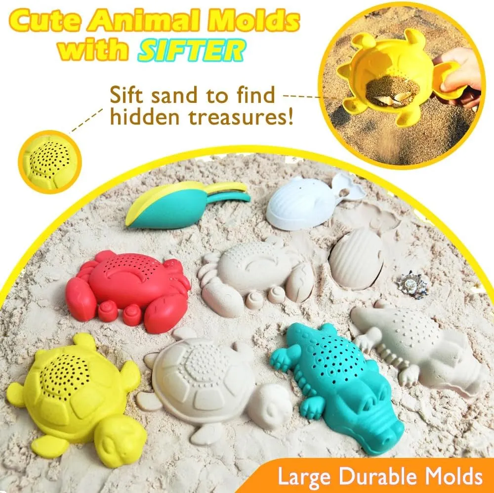 Ultimate Beach Fun! Collapsible Sand Toy Set for Kids - 2 Travel-Friendly Buckets, Shovels, Molds & Mesh Bags | Perfect Sandbox & Shore Adventure Kit for Boys & Girls Ages 3-10