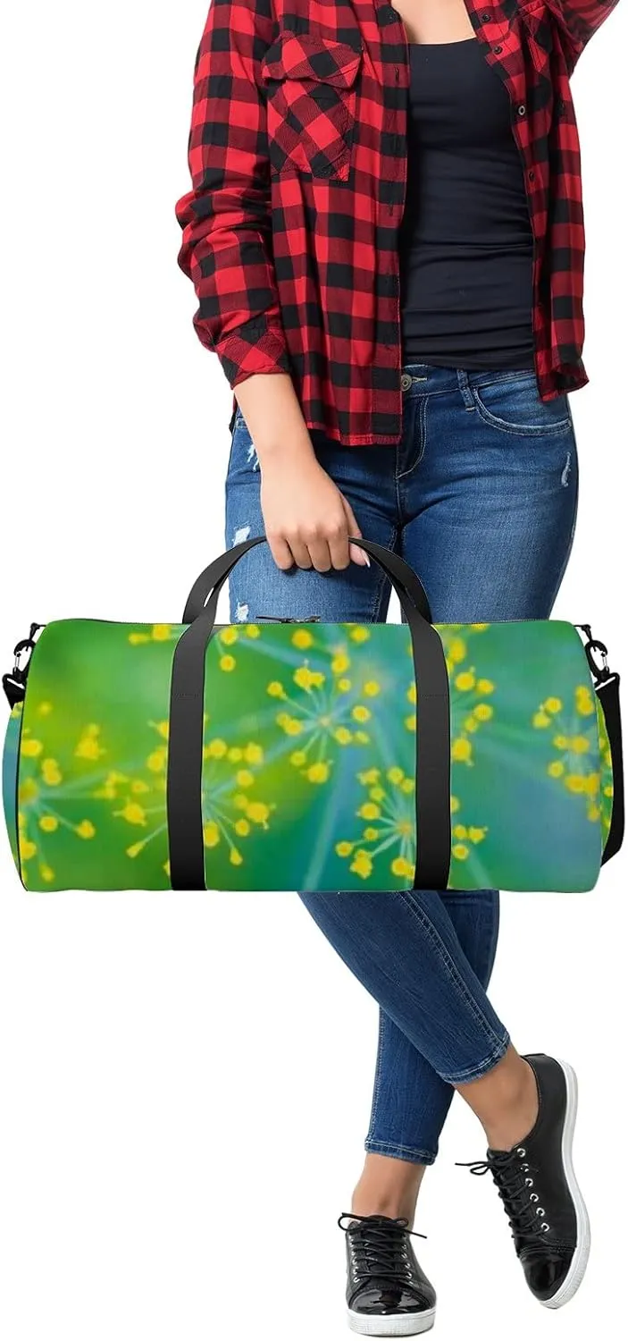 Umbrella Fennel Macro Background Flowering Dill Sports Bag Tote Bag Waterproof Gym Bag with Shoulder Strap Zipper 2 Side Pockets for Men and Women, Travel and Storage Shoulder Bag.
