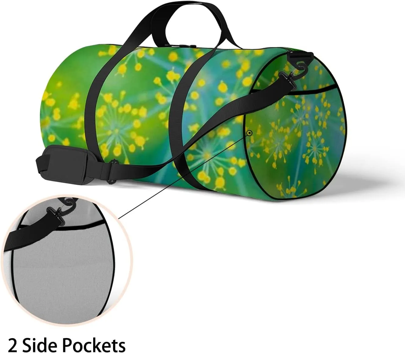 Umbrella Fennel Macro Background Flowering Dill Sports Bag Tote Bag Waterproof Gym Bag with Shoulder Strap Zipper 2 Side Pockets for Men and Women, Travel and Storage Shoulder Bag.