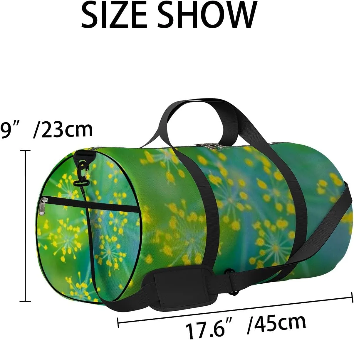 Umbrella Fennel Macro Background Flowering Dill Sports Bag Tote Bag Waterproof Gym Bag with Shoulder Strap Zipper 2 Side Pockets for Men and Women, Travel and Storage Shoulder Bag.