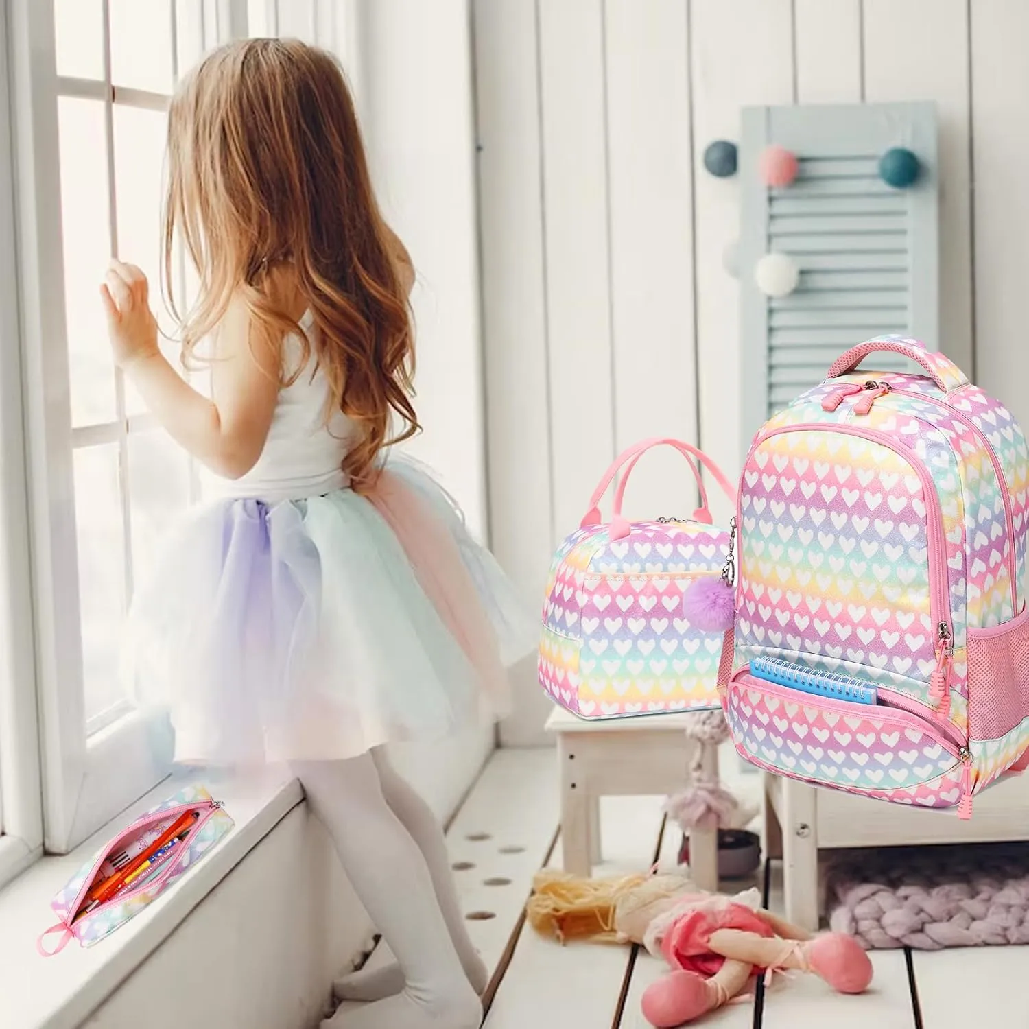 Unicorn Backpack for Girls School Backpack for Girls Unicorn Bookbag School Bag Set for Elementary Back to School