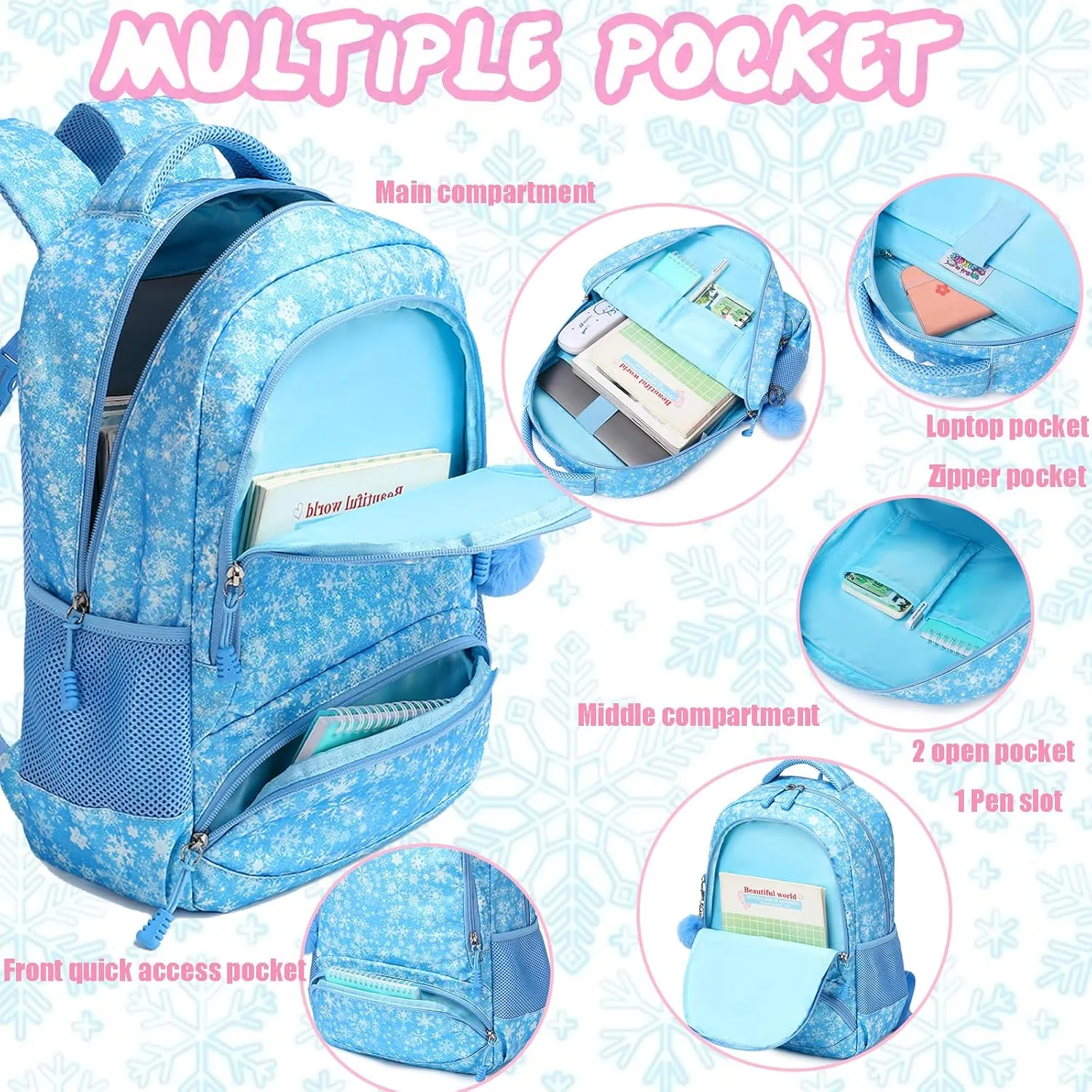 Unicorn Backpack for Girls School Backpack for Girls Unicorn Bookbag School Bag Set for Elementary Back to School
