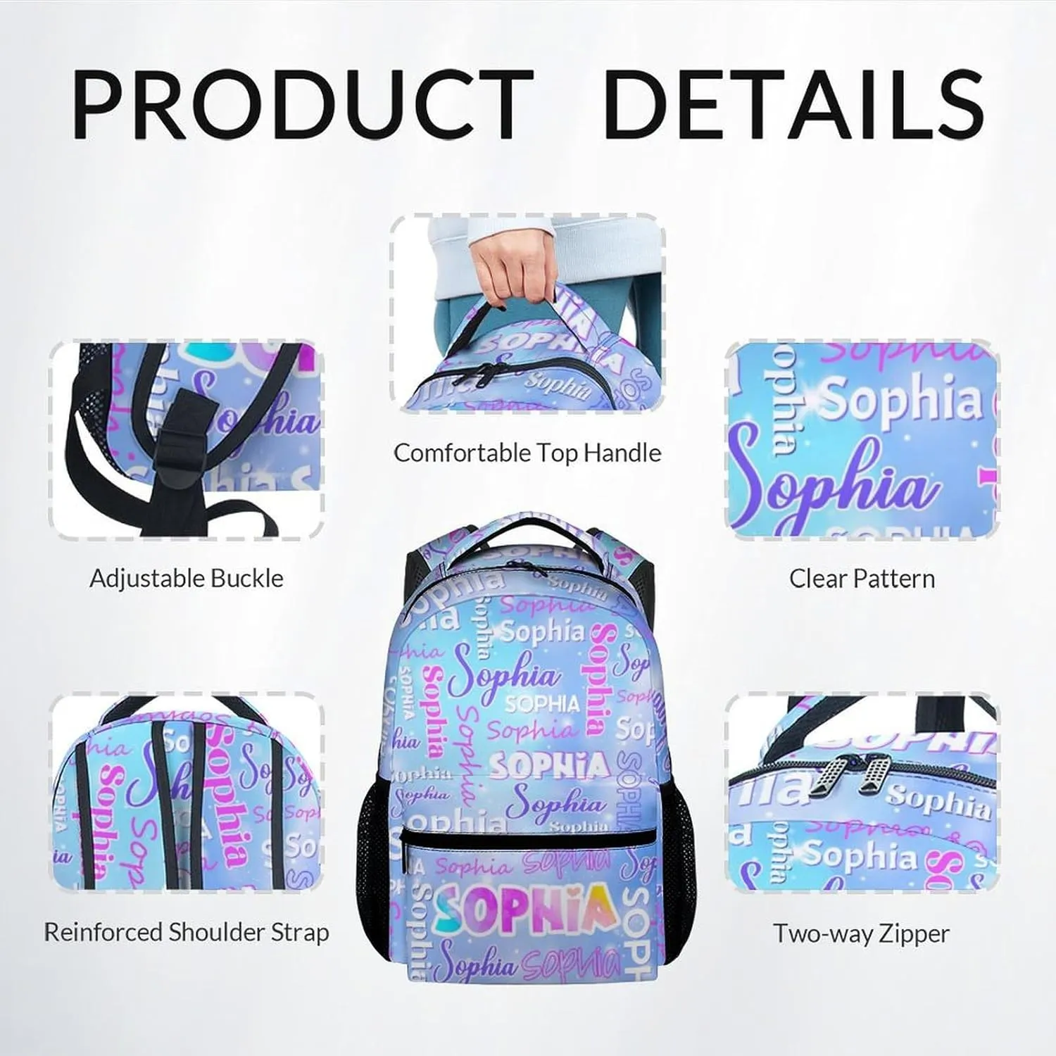 UNIKITTY Backpack for Girls - Personalized Backpack with Lunchbox - Custom Bookbag Set with Name for Teen - 17 Inch Toddler School Bag for Kindergarten Elementary