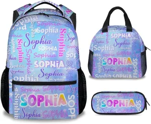 UNIKITTY Backpack for Girls - Personalized Backpack with Lunchbox - Custom Bookbag Set with Name for Teen - 17 Inch Toddler School Bag for Kindergarten Elementary