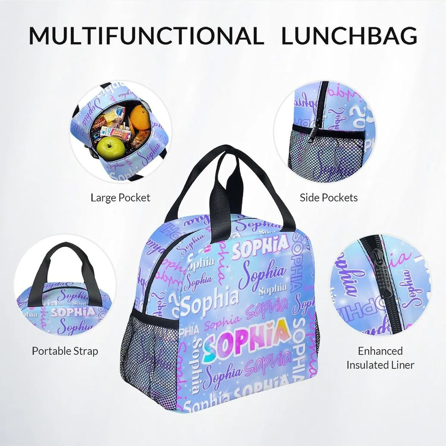 UNIKITTY Backpack for Girls - Personalized Backpack with Lunchbox - Custom Bookbag Set with Name for Teen - 17 Inch Toddler School Bag for Kindergarten Elementary