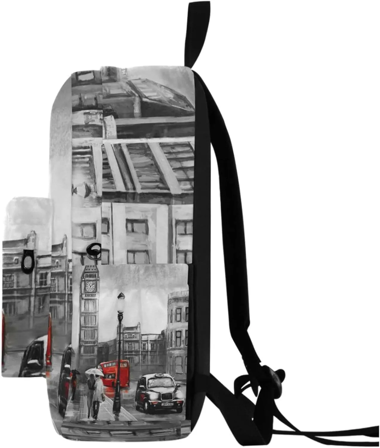 Unisex Stylish London Street View Big Ben Large Laptop Backpack Durable Travel Computer Bag Portable Shoulders Bag for Books Work Daily
