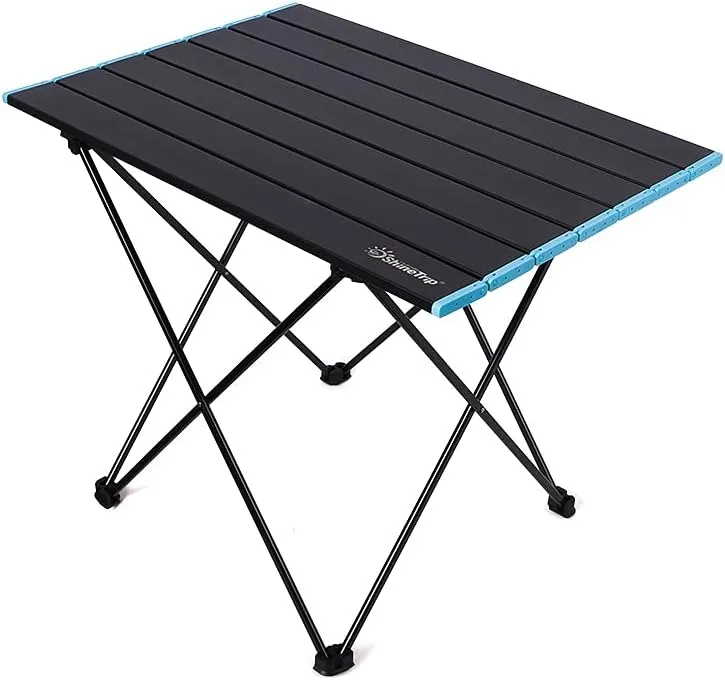 UNISTRENGH Foldable Camping Table Portable Camping Side Tables Ultralight Waterproof Aluminum Alloy Table Top with Carrying Bag for Picnic Camp Beach Outdoor BBQ Cooking (Black-Medium)