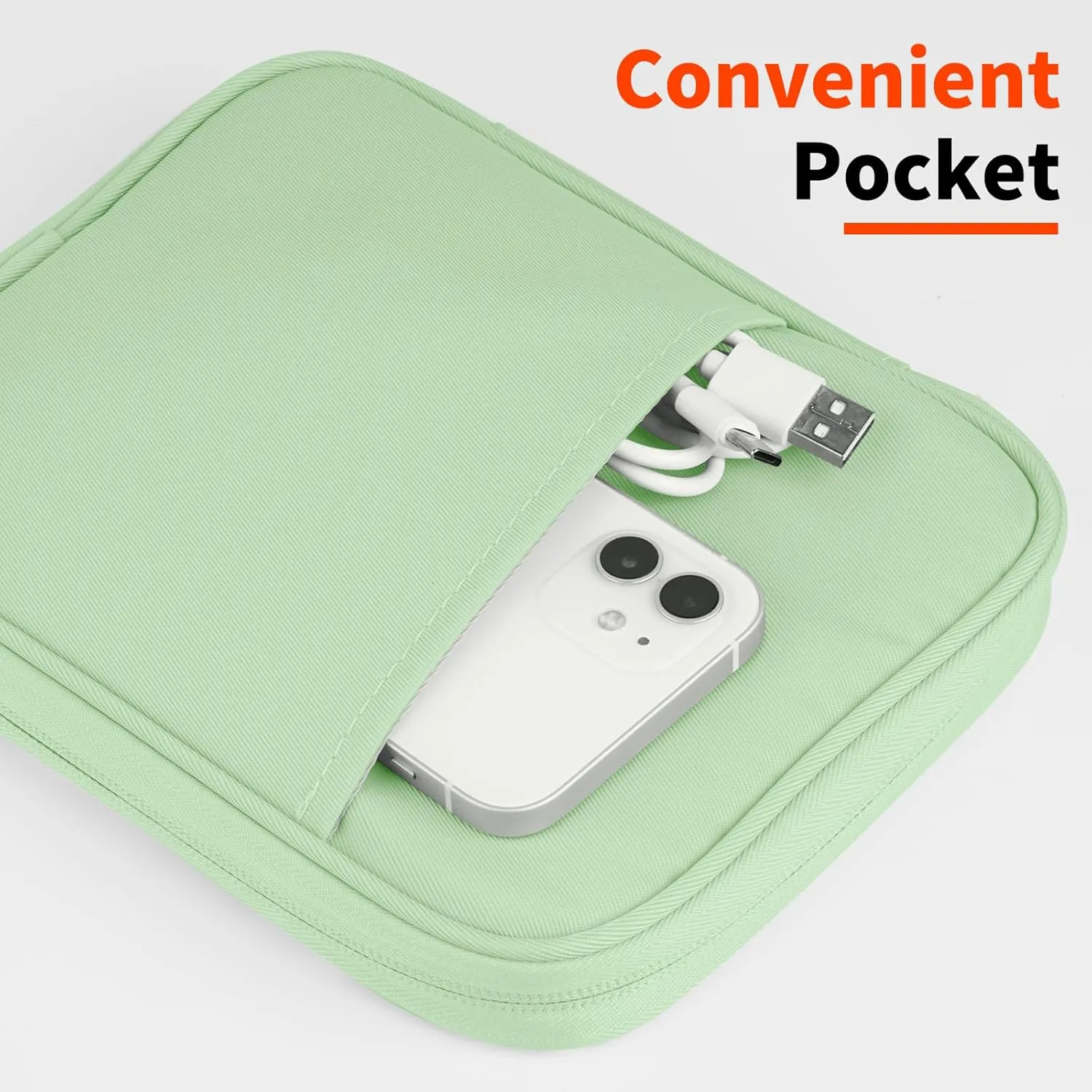 Universal Sleeve Bag for 7-8 inch Tablet Fire HD 8/Fire HD 8 Plus Compatible iPad Mini (6th Gen) 8.3" 2021, iPad Mini 5/4/3/2/1, Tab A8, 7"-8" inch Android Tablet Sleeve Case -Green