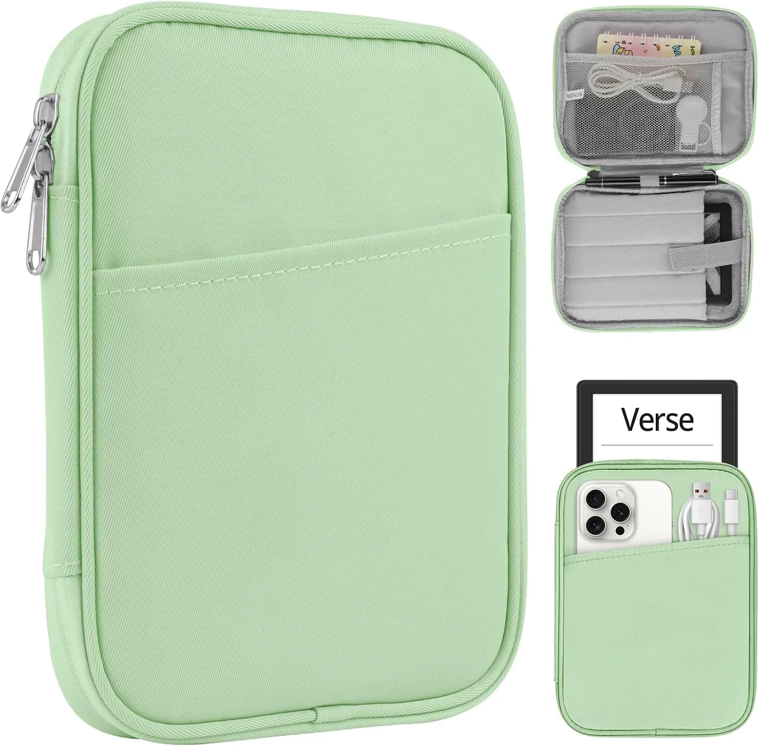 Universal Sleeve Bag for 7-8 inch Tablet Fire HD 8/Fire HD 8 Plus Compatible iPad Mini (6th Gen) 8.3" 2021, iPad Mini 5/4/3/2/1, Tab A8, 7"-8" inch Android Tablet Sleeve Case -Green