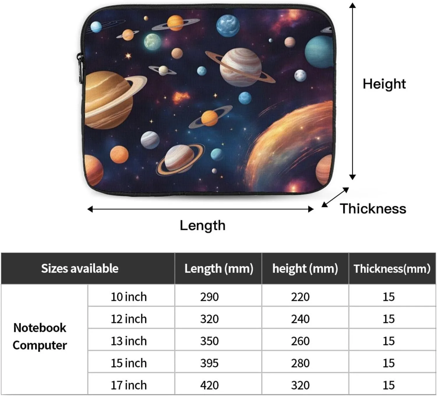 Universe Galaxy Outer Space Pattern Shockproof Portable Laptop 15 inch Sleeve Bag for Men and Women - Ideal for Business Travel, School, and Daily Use