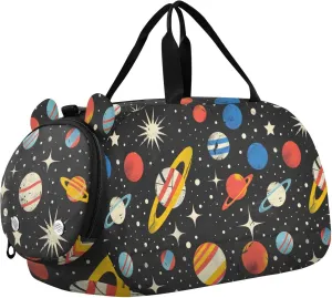 Universe Kids Cute Gym Bag with Shoes Compartment Multifunctional Travel Duffel with Adjustable Strap for Beach Swim Bags Pool Sports