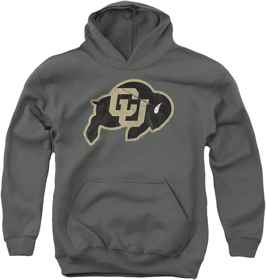 University of Colorado Official Distressed Primary Youth Kids Boy/Girls Pull-Over Hoodie Sweatshirt