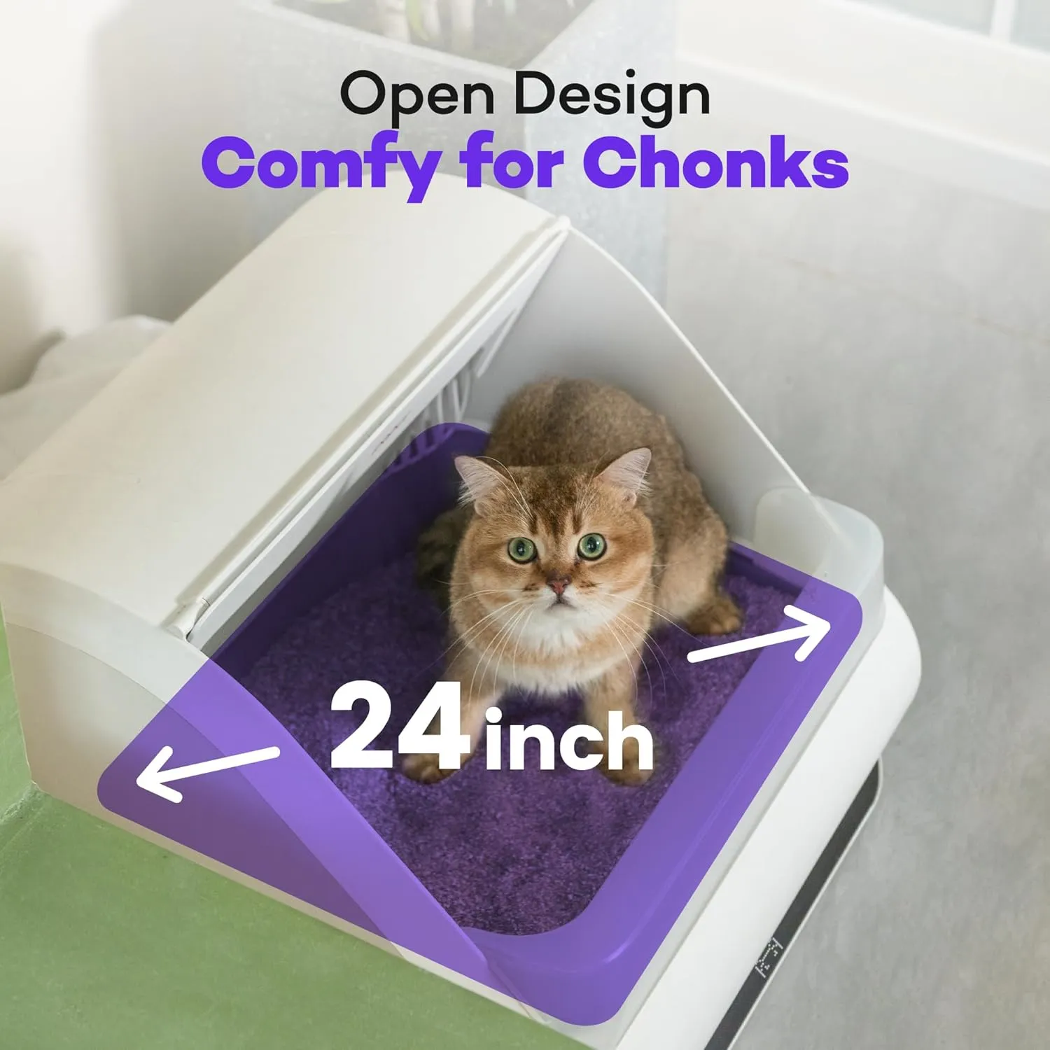 (Upgraded) Popur X5 Self Cleaning Cat Litter Box - Unique Open Top Split System - Automatic Litter Scooping Robot, Odor-Seal, 24 Inch Tray, 30-Day Capacity, 33 lbs. Load, 99% Leakproof (Plastic Bin)