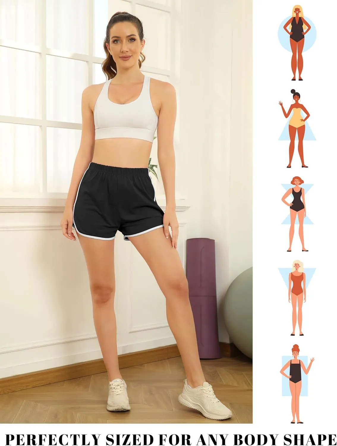 URATOT 6 Packs Women's Dance Shorts Cotton Sports Short Yoga Shorts Breathable Dolphin Summer Athletic Shorts for Women