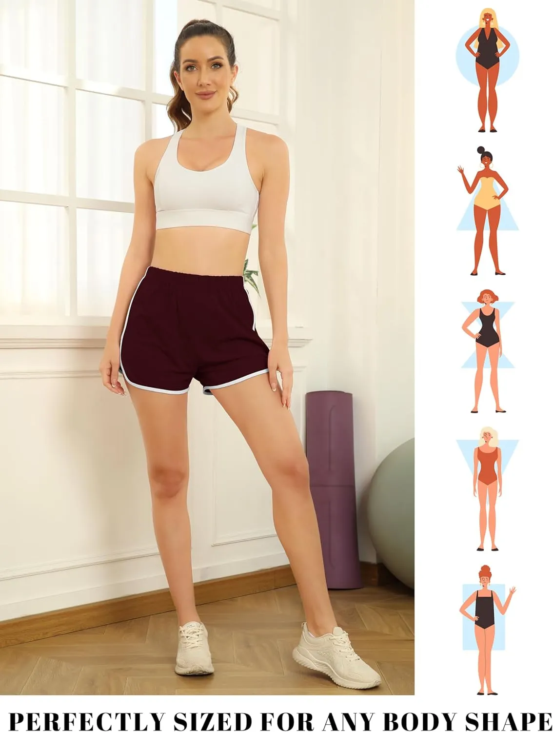 URATOT 6 Packs Women's Dance Shorts Cotton Sports Short Yoga Shorts Breathable Dolphin Summer Athletic Shorts for Women