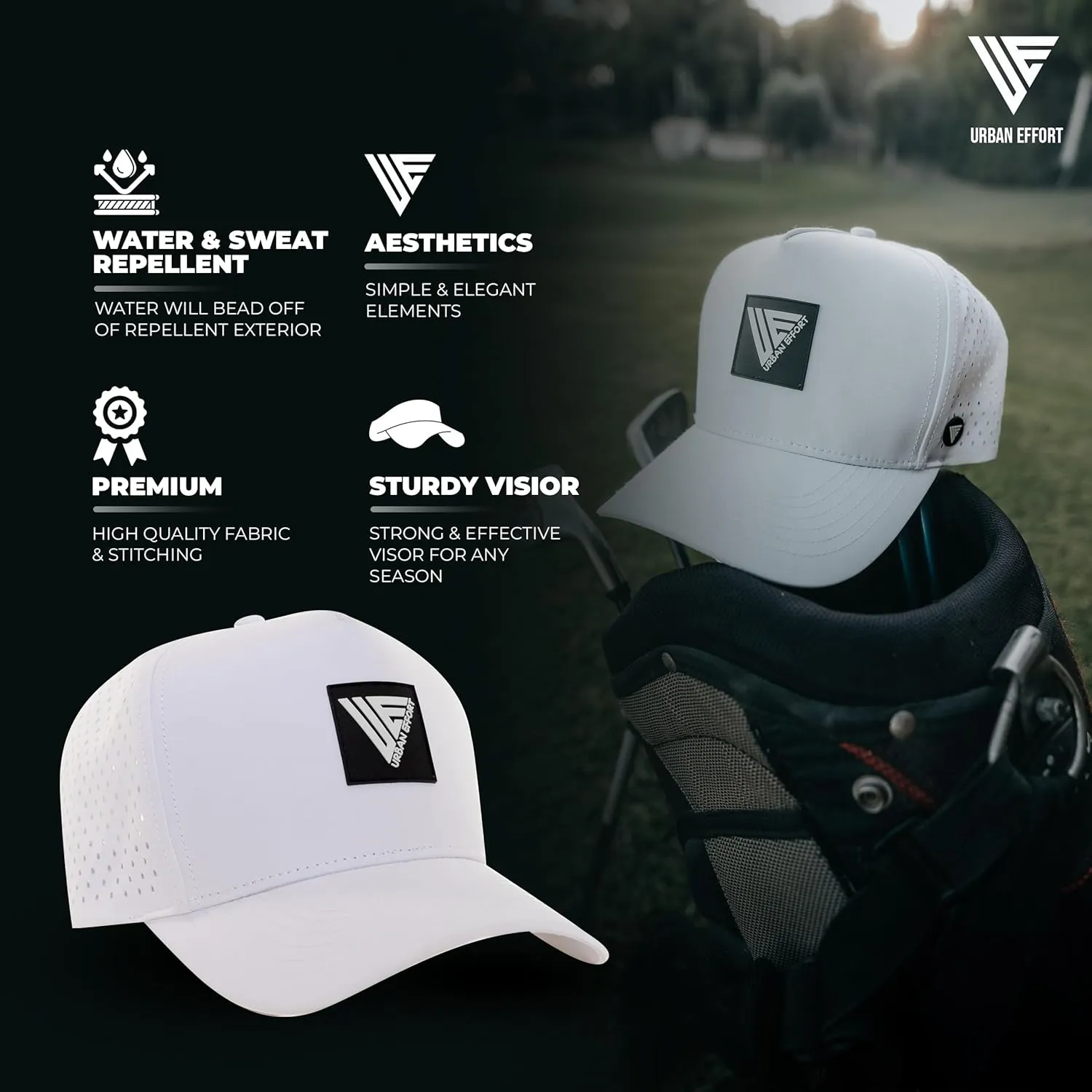Urban Effort Hydro Performance Hat-Water-Resistant Baseball Cap-Men and Women-Great Snapback for Golf, Adventure,Lake,Workout