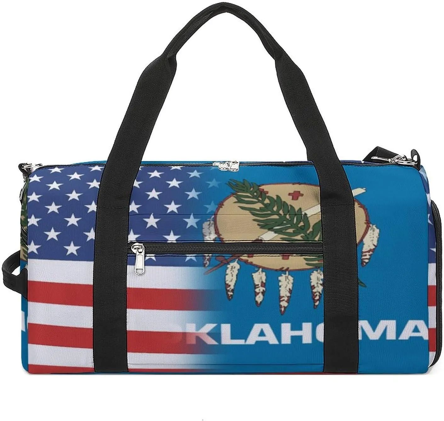 US And Oklahoma State Flag Gym Bag-Workout Organizer with Water Resistant Compartments for Gym Lovers