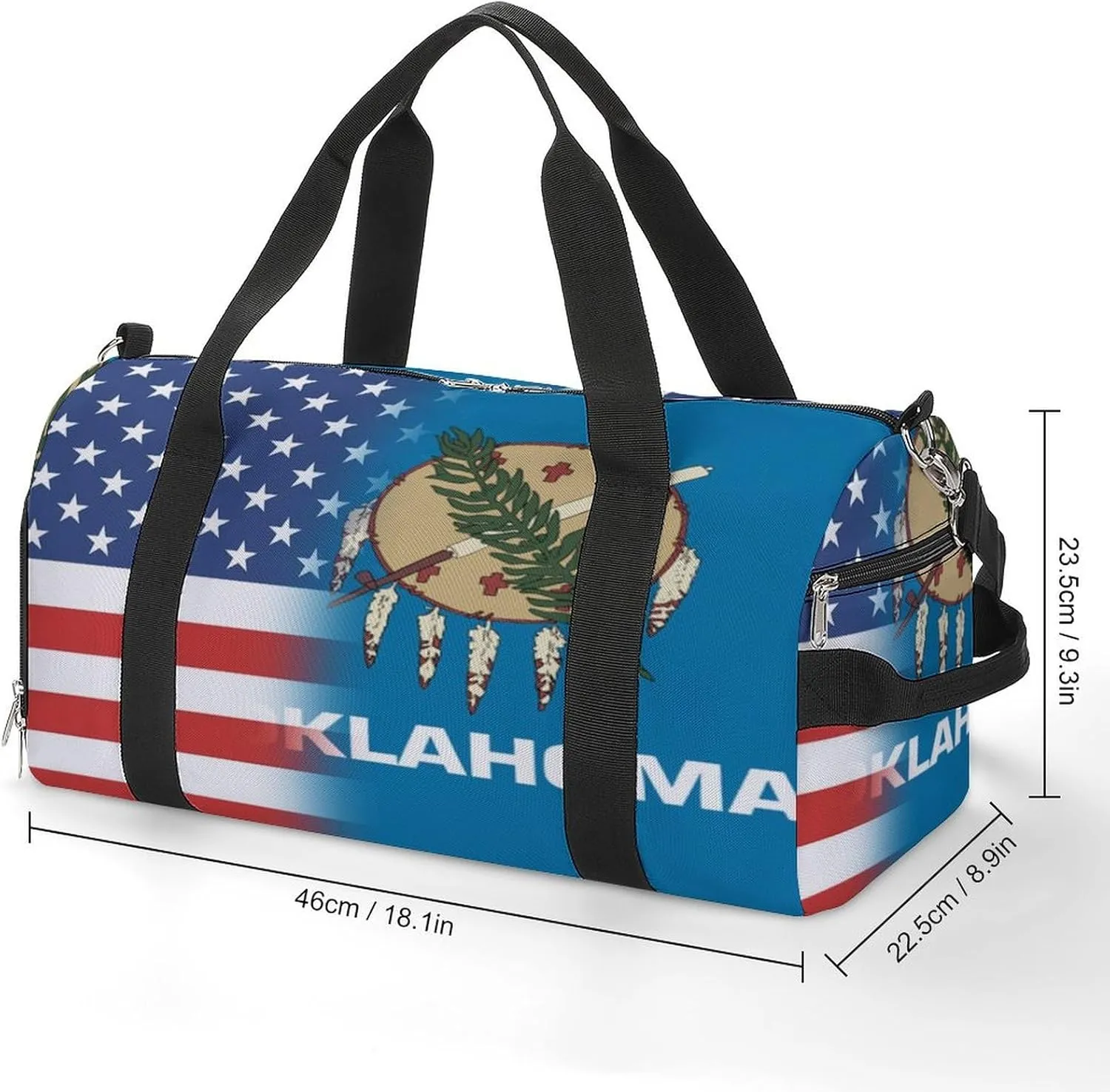 US And Oklahoma State Flag Gym Bag-Workout Organizer with Water Resistant Compartments for Gym Lovers