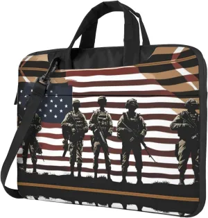 US Military Soldiers Patriotic Memorial Day pattern Fashionable and ultra-thin shoulder laptop bag 13 inch Shockproof soft lining
