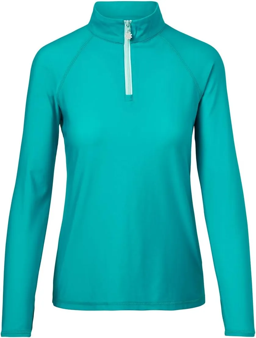 UV SKINZ UPF 50  Womens Long Sleeve Quarter Zip Sun & Swim Shirt