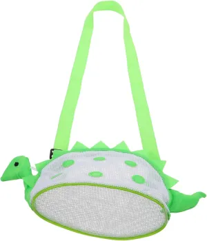 VALICLUD Dinosaur Mesh Beach Bag Transparent Design for Easy Access Lightweight Collecting Bag for Sand and Seashells for Boys and Vacation and Beach Adventures