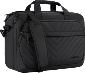 VANKEAN Laptop Briefcase for Women Men Fashion, TSA Friendly Expandable 17 Inch Laptop Bag, Waterproof Computer Bag with RFID Pocket, Work Bag for Women Messenger Bags, Business/Travel/College, Black