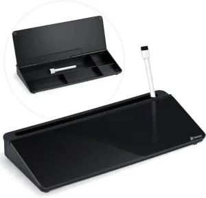 Varhomax Desktop Whiteboard with Storage, Desk Dry Erase Glass White Board to-do List Memo for Home Office and School Supplies (Black)
