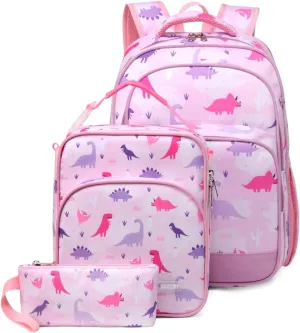 VASCHY Kids School Backpack Lunch Box Bag Pencil Case Combo, Children BookBag Schoolbag Insulate Lunch Bag Pen Pouch Set for Preschool/Kindergarten/Elementry School Boys Girls