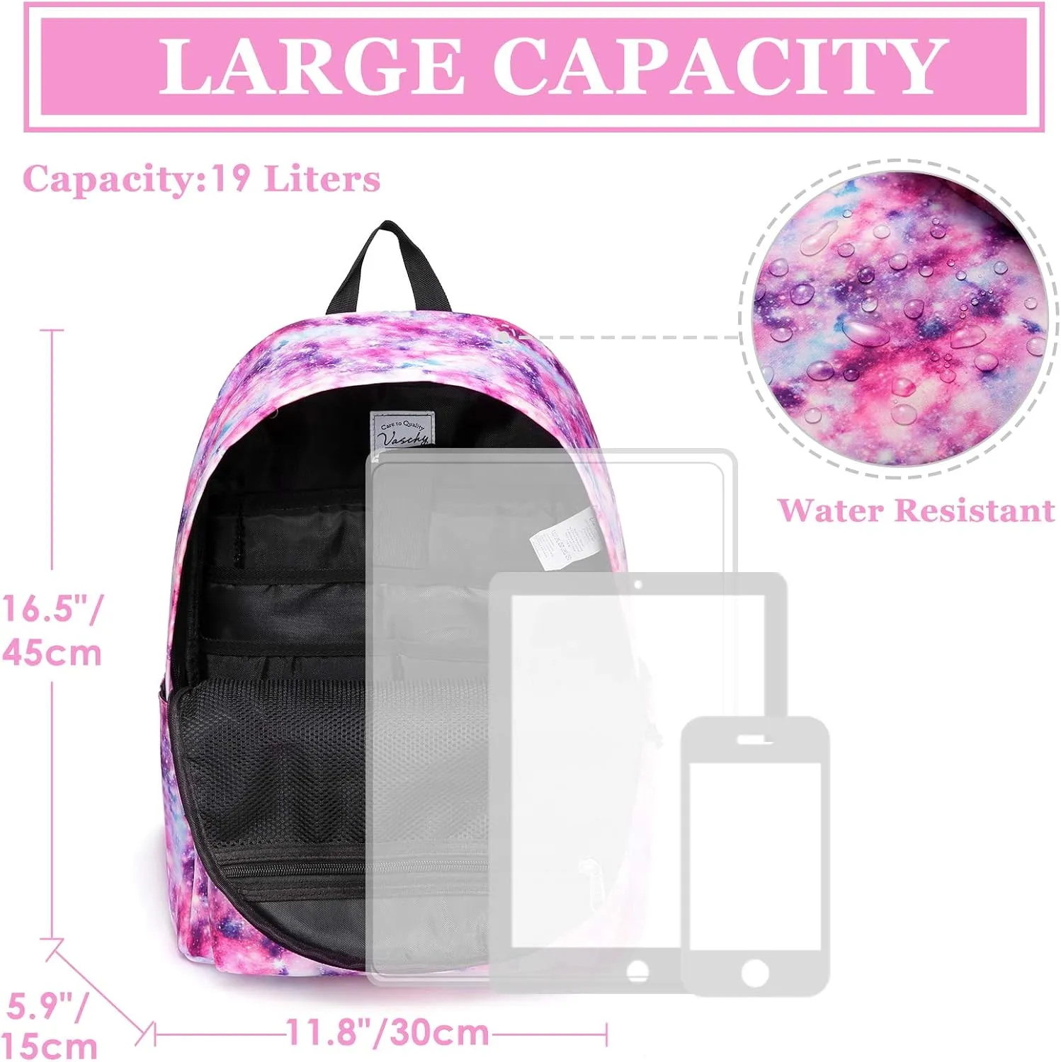 VASCHY School Backpack for Girls, Cute Schoolbag Bookbag for Kids/Teens/Middle School/College/Work Backpack for Women