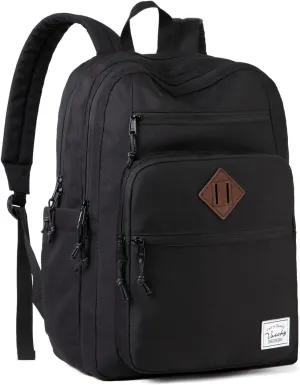 VASCHY School Backpack for Men, Unisex Large Bookbag Schoolbag Casual Daypack for High School/College/Teens/Travel/Work Black