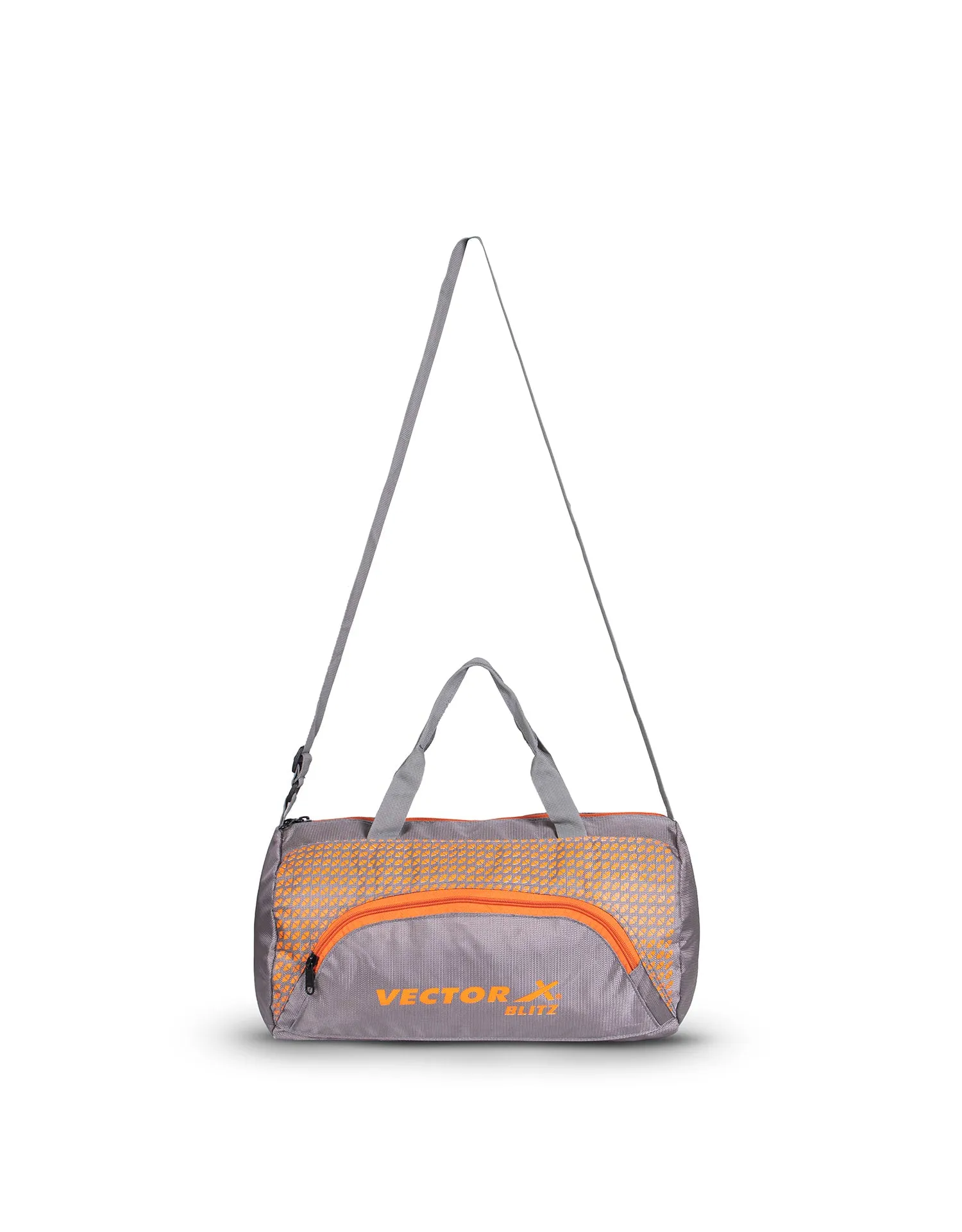 VECTOR X Polyester Blitz Gym Bag II Shoulder bag II Luggage Bag II Sports Bag (Grey-Orange) 13.5 L