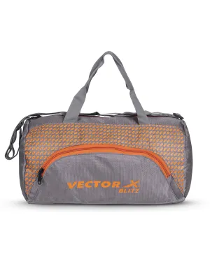 VECTOR X Polyester Blitz Gym Bag II Shoulder bag II Luggage Bag II Sports Bag (Grey-Orange) 13.5 L