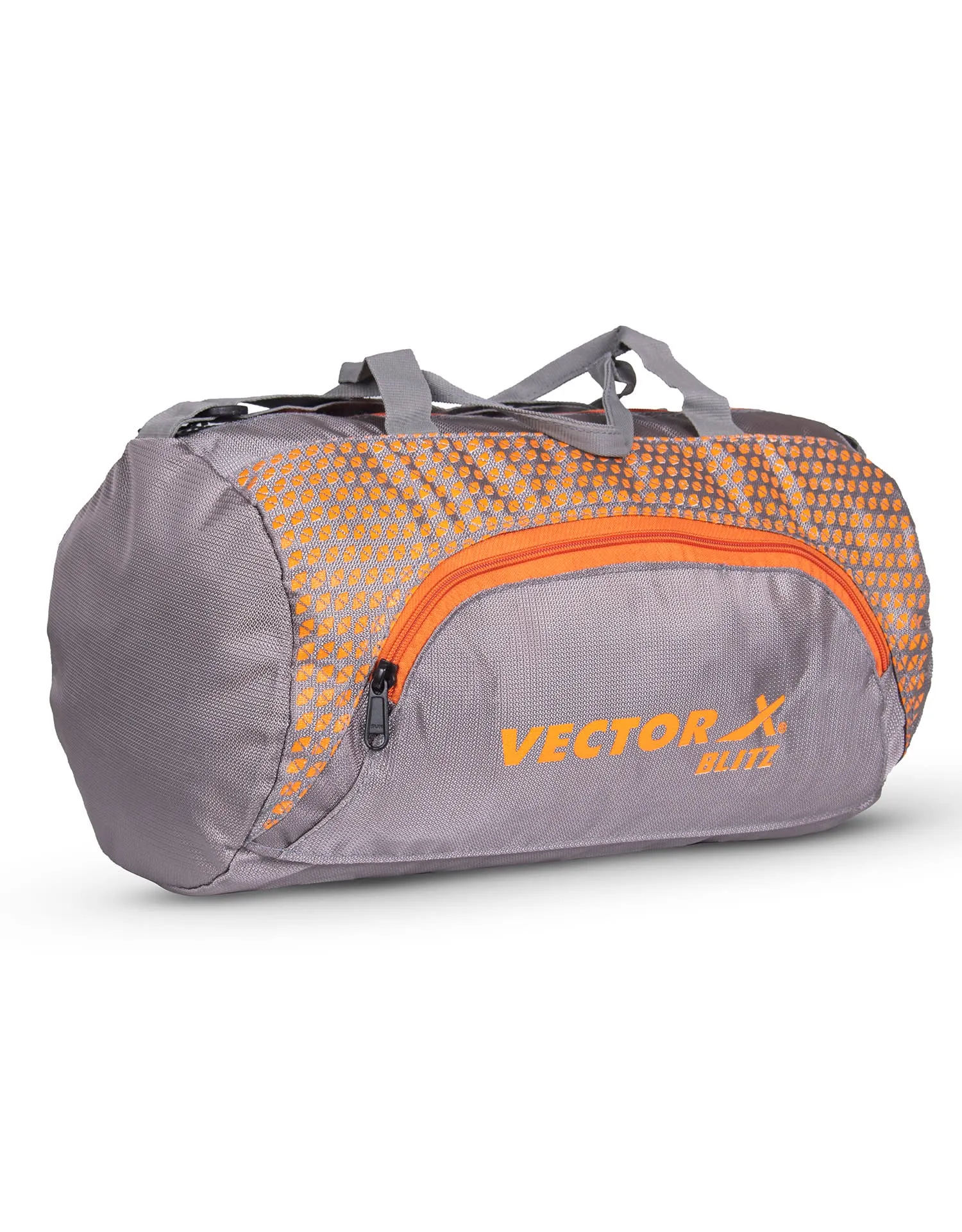 VECTOR X Polyester Blitz Gym Bag II Shoulder bag II Luggage Bag II Sports Bag (Grey-Orange) 13.5 L