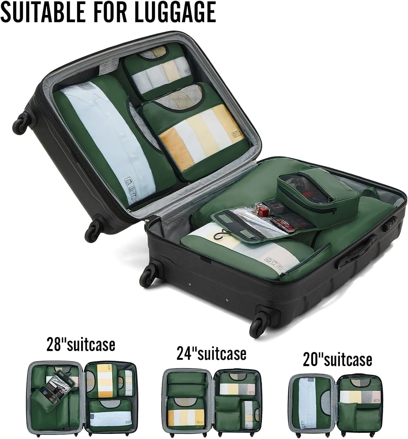 Veken 8 Set Packing Cubes for Travel Essentials, Suitcase Organizer Bags Set for Luggage, Road Trip Travel Accessories in 4 Sizes (Extra Large, Large, Medium, Small)
