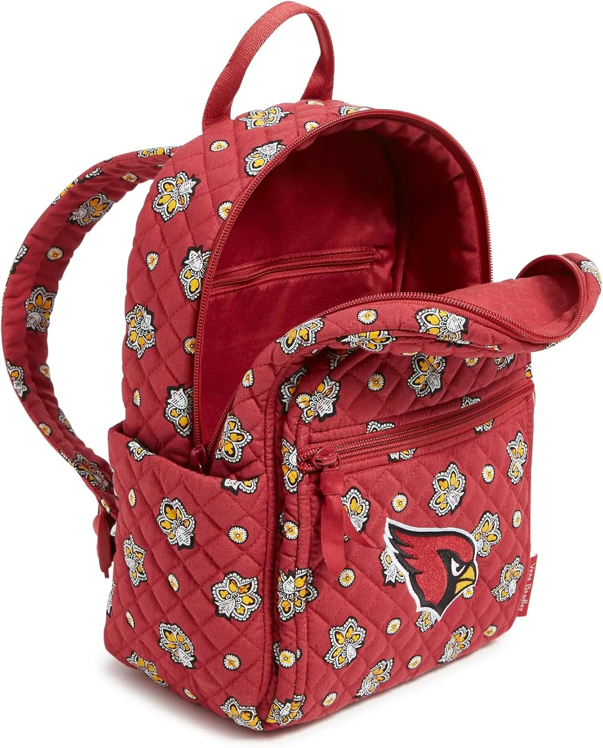 Vera Bradley Women's Cotton NFL Small Backpack (Multiple Teams Available), Arizonacardinalsonmaroonred/Yellowbandana, One Size