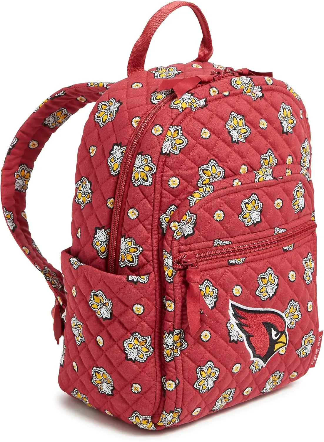 Vera Bradley Women's Cotton NFL Small Backpack (Multiple Teams Available), Arizonacardinalsonmaroonred/Yellowbandana, One Size