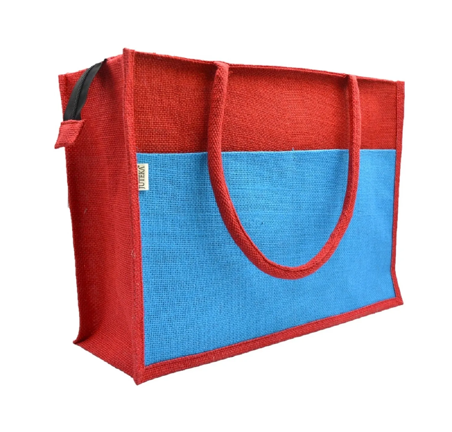 Vibrant Jute Tote Bag - Red & Green