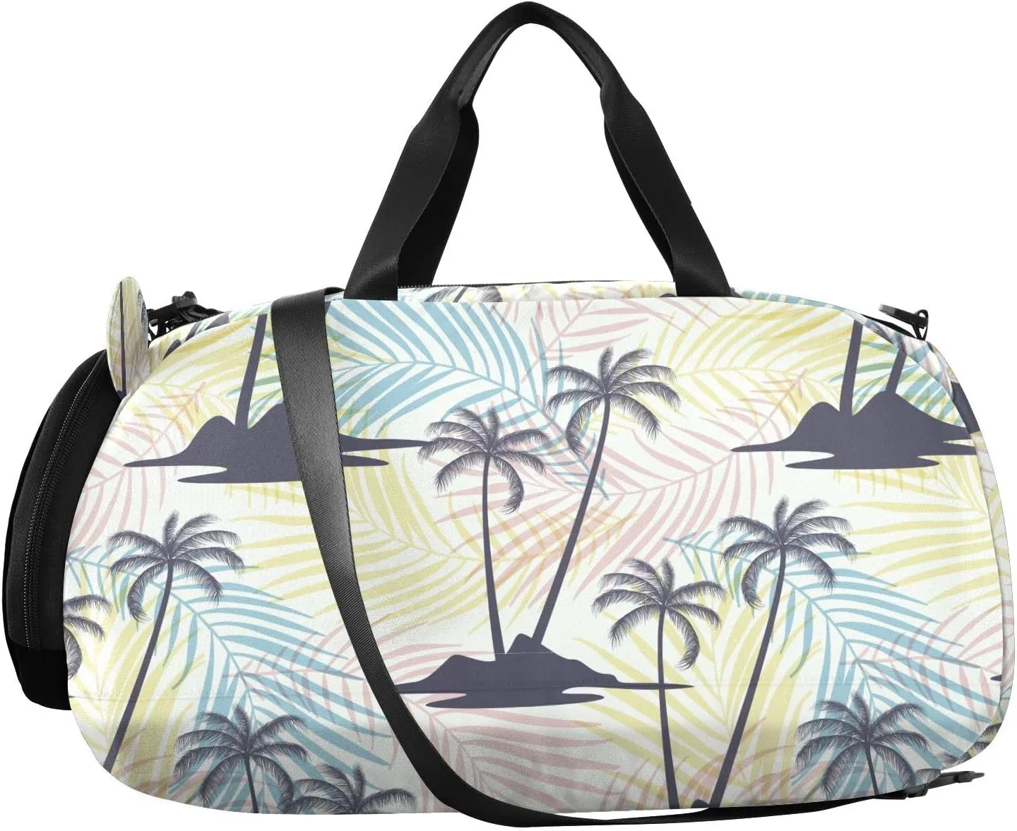 VIGTRO Abstract Floral Coconut Trees Kids Overnight Travel Duffel Bag Sport Gym Bag for Boys Girls with Shoe Compartment, Carry On Weekender Luggage Bag for Dance Swim Yoga