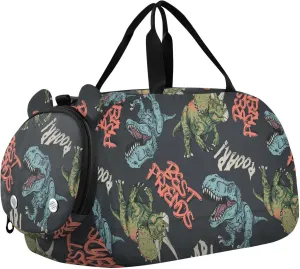 VIGTRO Cartoon Angry Dinosaurs Kids Overnight Travel Duffel Bag Sport Gym Bag for Boys Girls with Shoe Compartment, Carry On Weekender Luggage Bag for Dance Swim Yoga