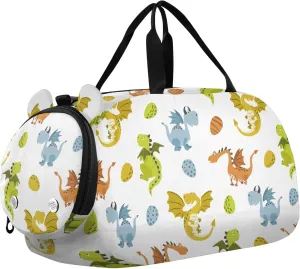 VIGTRO Cartoon Flying Dragon Kids Overnight Travel Duffel Bag Sport Gym Bag for Boys Girls with Shoe Compartment, Carry On Weekender Luggage Bag for Dance Swim Yoga