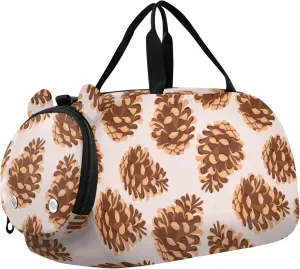 VIGTRO Christmas Pinecone Cone Kids Overnight Travel Duffel Bag Sport Gym Bag for Boys Girls with Shoe Compartment, Carry On Weekender Luggage Bag for Dance Swim Yoga