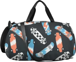 VIGTRO Colorful Skateboarding Pattern Kids Overnight Travel Duffel Bag Sport Gym Bag for Boys Girls with Shoe Compartment, Carry On Weekender Luggage Bag for Dance Swim Yoga