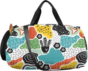 VIGTRO Creative Pattern Textures Kids Overnight Travel Duffel Bag Sport Gym Bag for Boys Girls with Shoe Compartment, Carry On Weekender Luggage Bag for Dance Swim Yoga