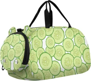 VIGTRO Cut Slices Of Cucumbers Kids Overnight Travel Duffel Bag Sport Gym Bag for Boys Girls with Shoe Compartment, Carry On Weekender Luggage Bag for Dance Swim Yoga