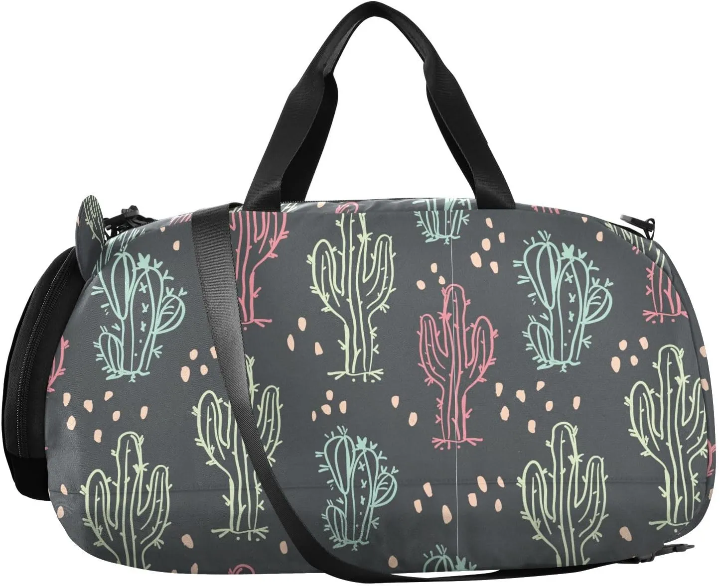 VIGTRO Cute Colorful Cactuses Succulents Kids Overnight Travel Duffel Bag Sport Gym Bag for Boys Girls with Shoe Compartment, Carry On Weekender Luggage Bag for Dance Swim Yoga