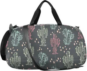 VIGTRO Cute Colorful Cactuses Succulents Kids Overnight Travel Duffel Bag Sport Gym Bag for Boys Girls with Shoe Compartment, Carry On Weekender Luggage Bag for Dance Swim Yoga